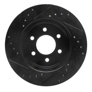 Dodge Dakota Brake Rotor (1) - Front Right - R1 Concepts - Drilled & Slotted - Black - `97-`02